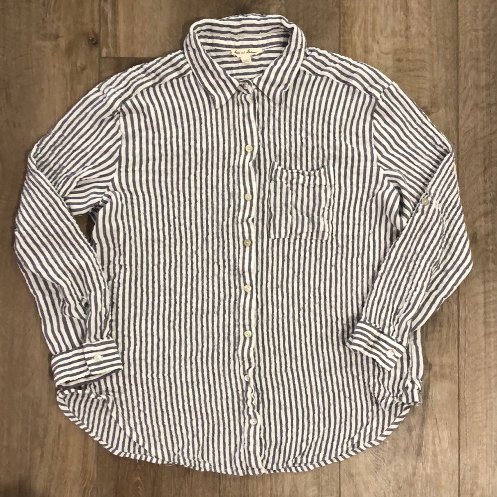 Worn once! - JANE AND DELANCEY Crinkled Material Loose Fit Button Down Shirt